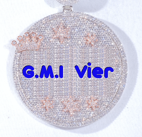 CUSTOM LETTER NECKLACE 3D BIG CROWN DISC
