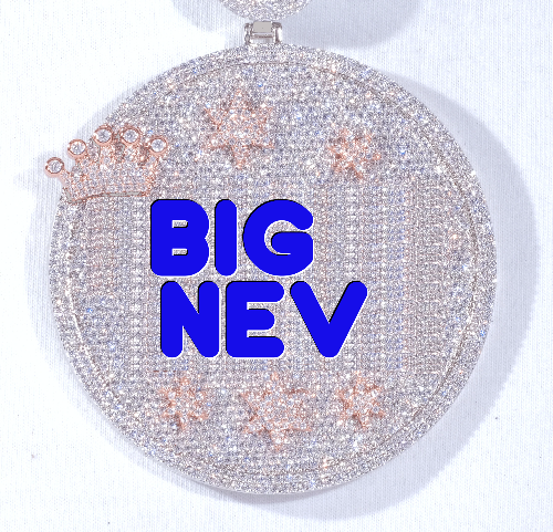 CUSTOM LETTER NECKLACE 3D BIG CROWN DISC