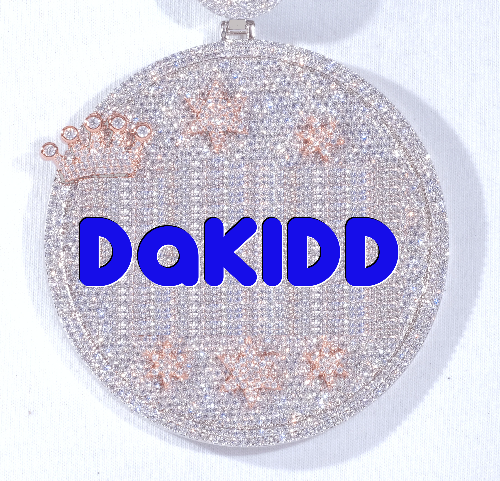 CUSTOM LETTER NECKLACE 3D BIG CROWN DISC