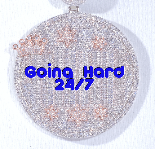 CUSTOM LETTER NECKLACE 3D BIG CROWN DISC