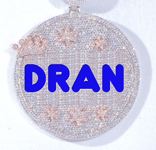 CUSTOM LETTER NECKLACE 3D BIG CROWN DISC