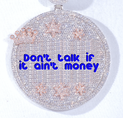 CUSTOM LETTER NECKLACE 3D BIG CROWN DISC
