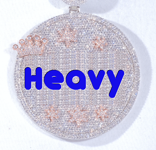 CUSTOM LETTER NECKLACE 3D BIG CROWN DISC