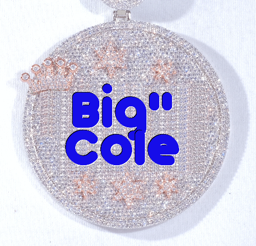 CUSTOM LETTER NECKLACE 3D BIG CROWN DISC