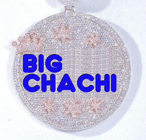 CUSTOM LETTER NECKLACE 3D BIG CROWN DISC