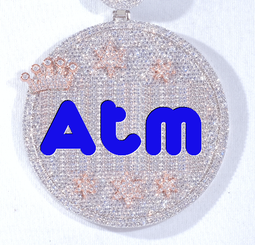 CUSTOM LETTER NECKLACE 3D BIG CROWN DISC