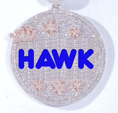 CUSTOM LETTER NECKLACE 3D BIG CROWN DISC