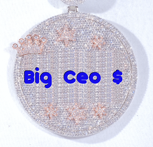 CUSTOM LETTER NECKLACE 3D BIG CROWN DISC