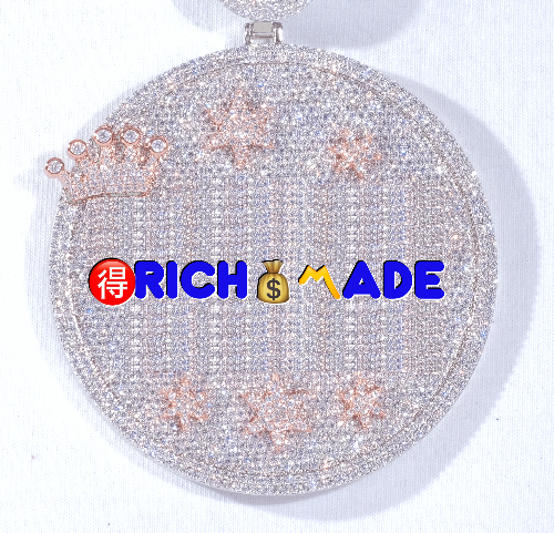 CUSTOM LETTER NECKLACE 3D BIG CROWN DISC