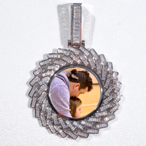Large 3D Baguette Custom Picture Pendant