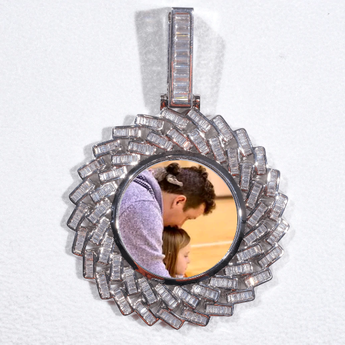 Large 3D Baguette Custom Picture Pendant