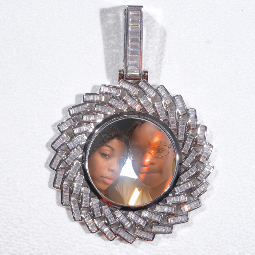 Large 3D Baguette Custom Picture Pendant