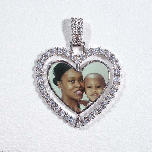 3D Spinning 2-Faced Heart Custom Picture Pendant