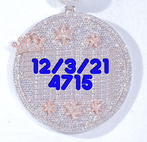 CUSTOM LETTER NECKLACE 3D BIG CROWN DISC