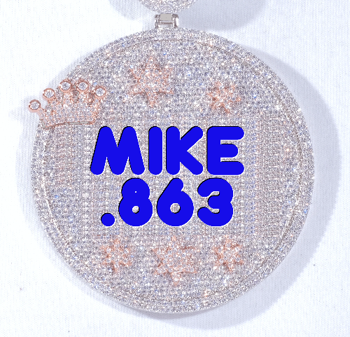 CUSTOM LETTER NECKLACE 3D BIG CROWN DISC
