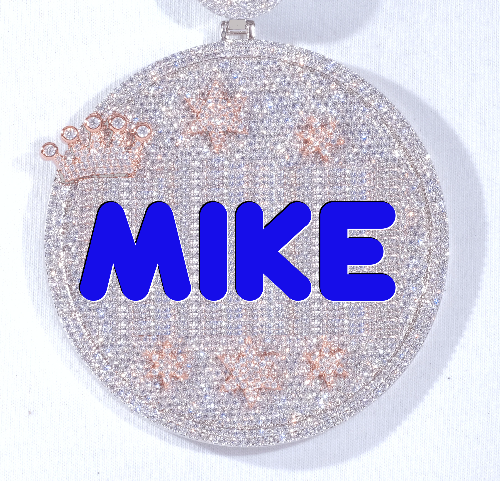 CUSTOM LETTER NECKLACE 3D BIG CROWN DISC