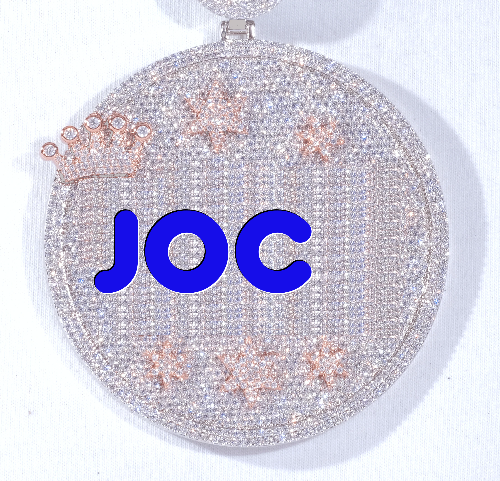 CUSTOM LETTER NECKLACE 3D BIG CROWN DISC