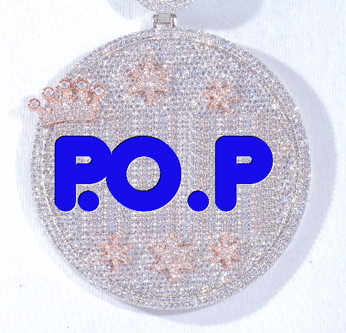 CUSTOM LETTER NECKLACE 3D BIG CROWN DISC