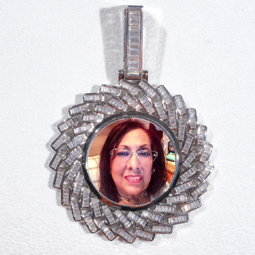 Large 3D Baguette Custom Picture Pendant
