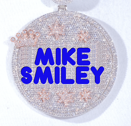 CUSTOM LETTER NECKLACE 3D BIG CROWN DISC