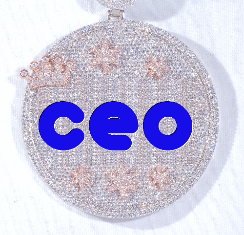 CUSTOM LETTER NECKLACE 3D BIG CROWN DISC
