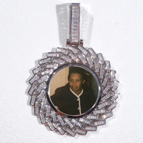 Large 3D Baguette Custom Picture Pendant