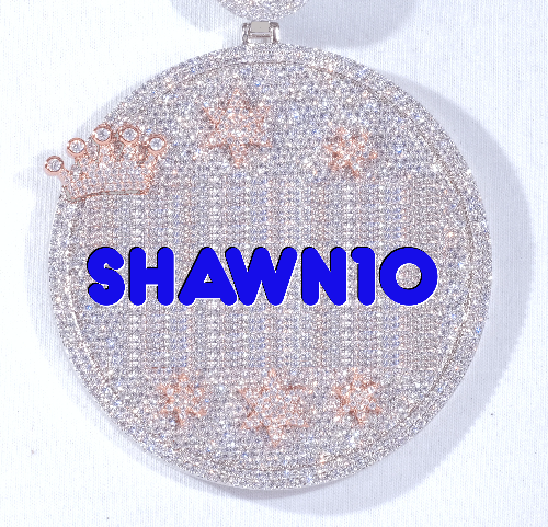 CUSTOM LETTER NECKLACE 3D BIG CROWN DISC