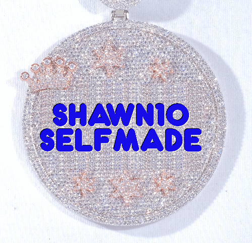CUSTOM LETTER NECKLACE 3D BIG CROWN DISC