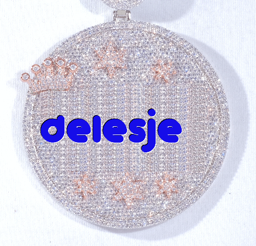 CUSTOM LETTER NECKLACE 3D BIG CROWN DISC