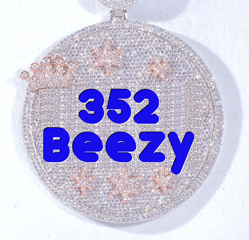 CUSTOM LETTER NECKLACE 3D BIG CROWN DISC