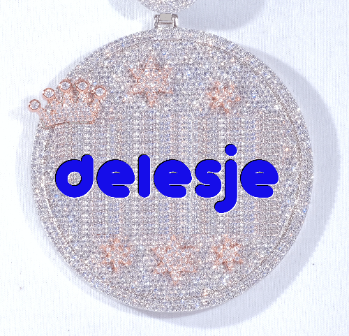 CUSTOM LETTER NECKLACE 3D BIG CROWN DISC