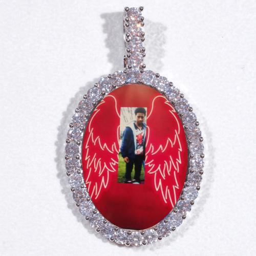 Large 3D Oval Custom Picture Pendant