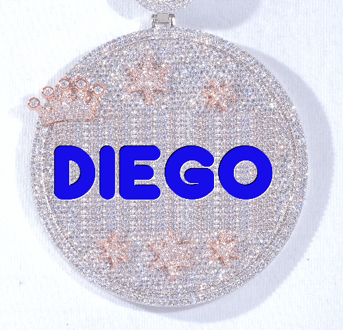 CUSTOM LETTER NECKLACE 3D BIG CROWN DISC