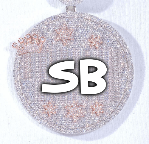 CUSTOM LETTER NECKLACE 3D BIG CROWN DISC