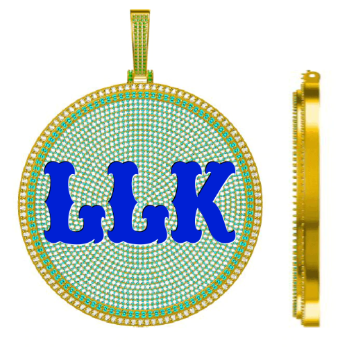 CUSTOM LETTER NECKLACE 3D BIG DISC