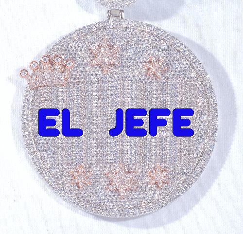 CUSTOM LETTER NECKLACE 3D BIG CROWN DISC