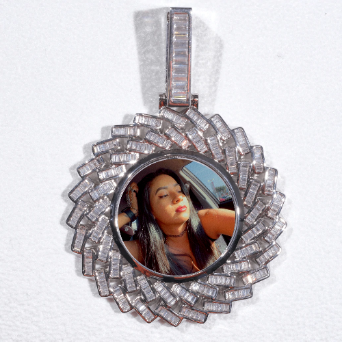 Large 3D Baguette Custom Picture Pendant
