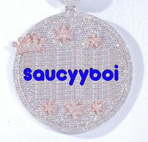 CUSTOM LETTER NECKLACE 3D BIG CROWN DISC