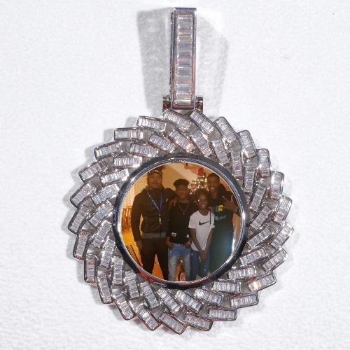 Large 3D Baguette Custom Picture Pendant