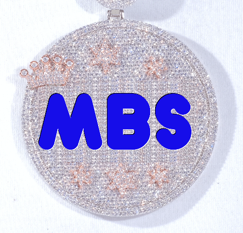 CUSTOM LETTER NECKLACE 3D BIG CROWN DISC