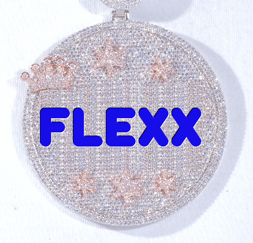 CUSTOM LETTER NECKLACE 3D BIG CROWN DISC