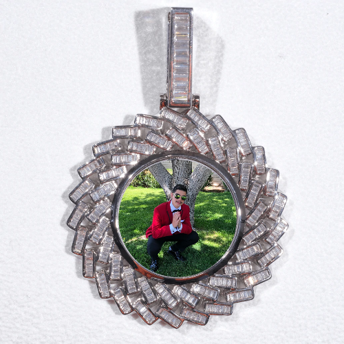 Large 3D Baguette Custom Picture Pendant