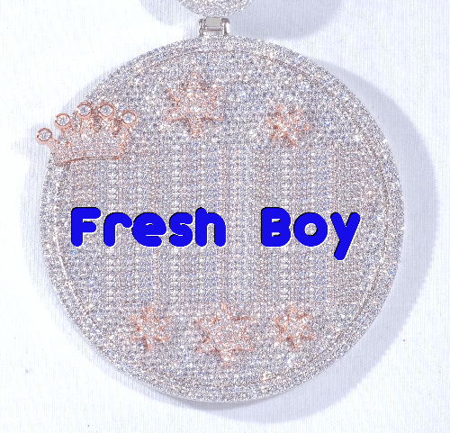 CUSTOM LETTER NECKLACE 3D BIG CROWN DISC