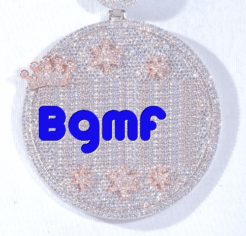 CUSTOM LETTER NECKLACE 3D BIG CROWN DISC