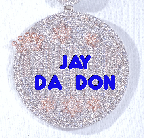 CUSTOM LETTER NECKLACE 3D BIG CROWN DISC