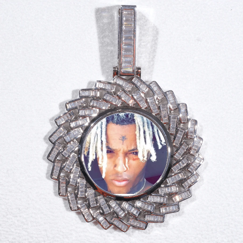 Large 3D Baguette Custom Picture Pendant