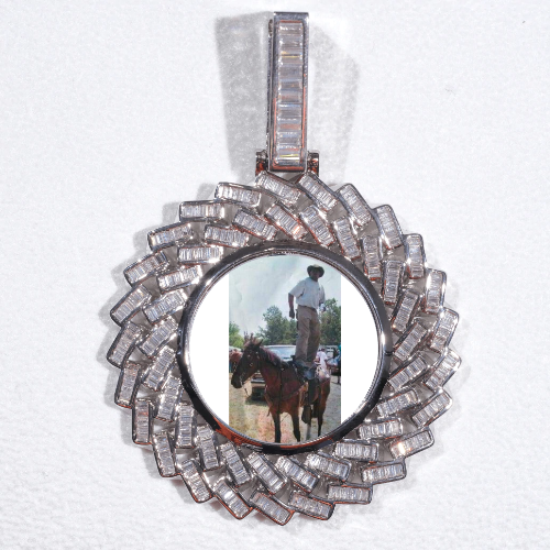 Large 3D Baguette Custom Picture Pendant