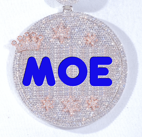CUSTOM LETTER NECKLACE 3D BIG CROWN DISC