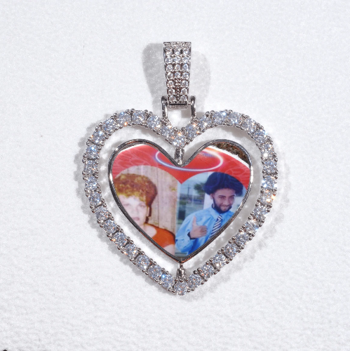 3D Spinning 2-Faced Heart Custom Picture Pendant