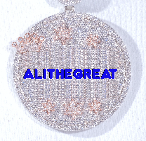CUSTOM LETTER NECKLACE 3D BIG CROWN DISC